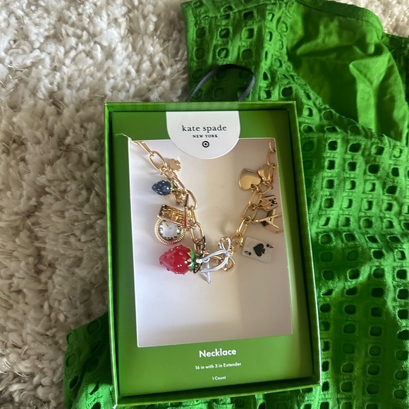Kate Spade Target Green Eyelet Skirt and Top XL with Charm Necklace New - Picture 6 of 9